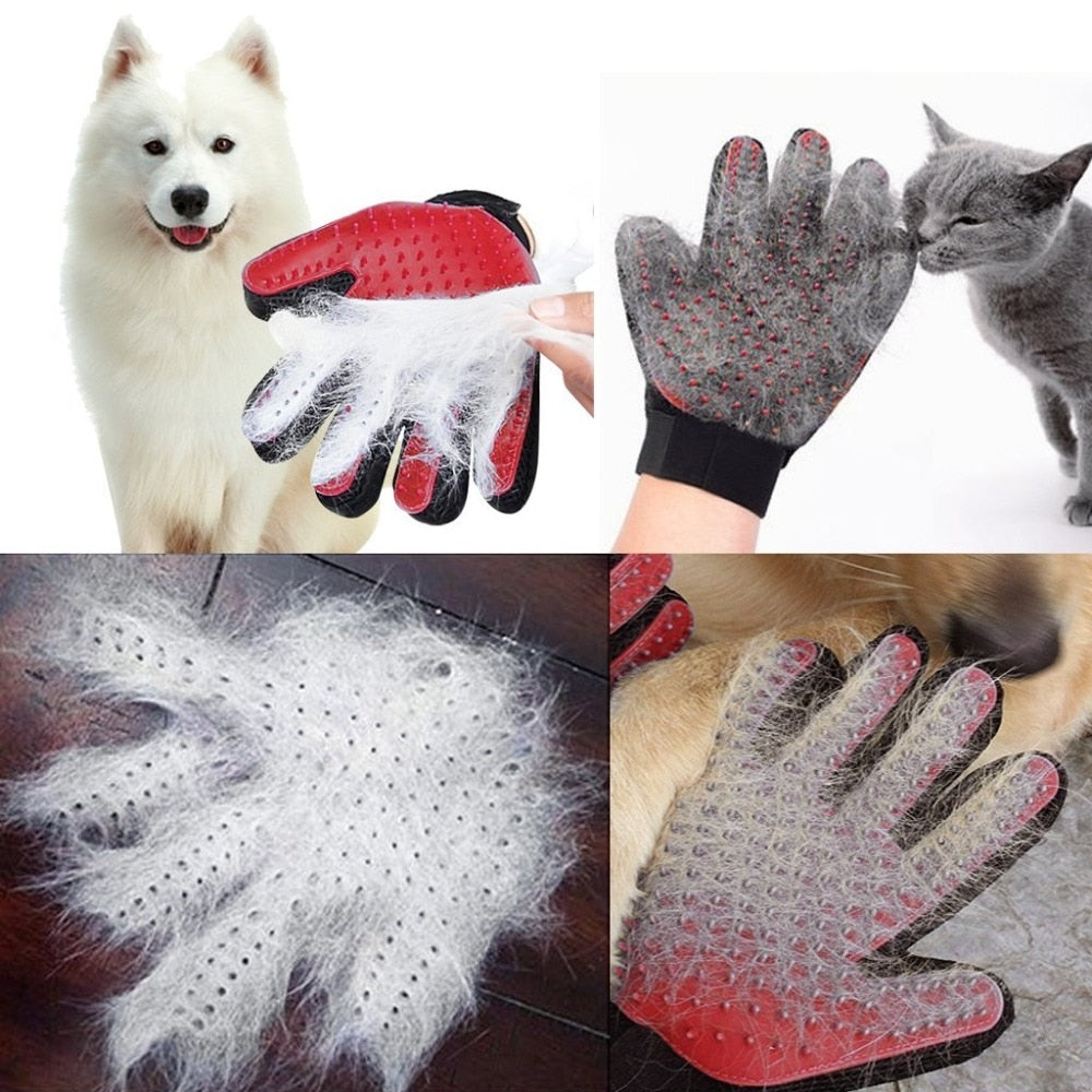1Pcs Cat Grooming Gloves Dog Hair Remover Gentle Deshedding Brush Comb Tool Pet Massage Mitt with Enhanced Long/Short Fur