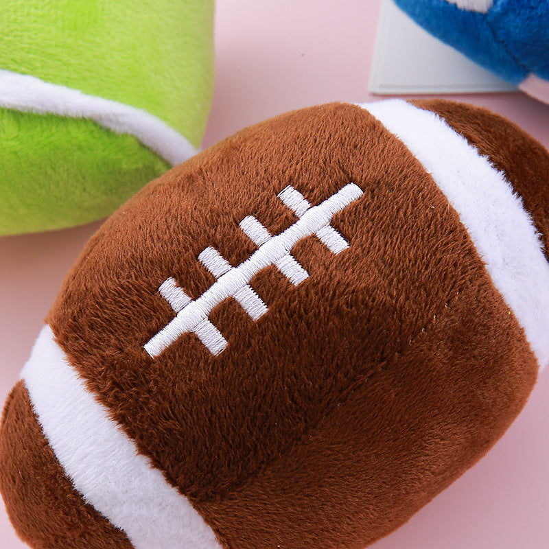 Plüsch-Quietschball für Hunde – Fußball, Baseball oder Rugby-Design