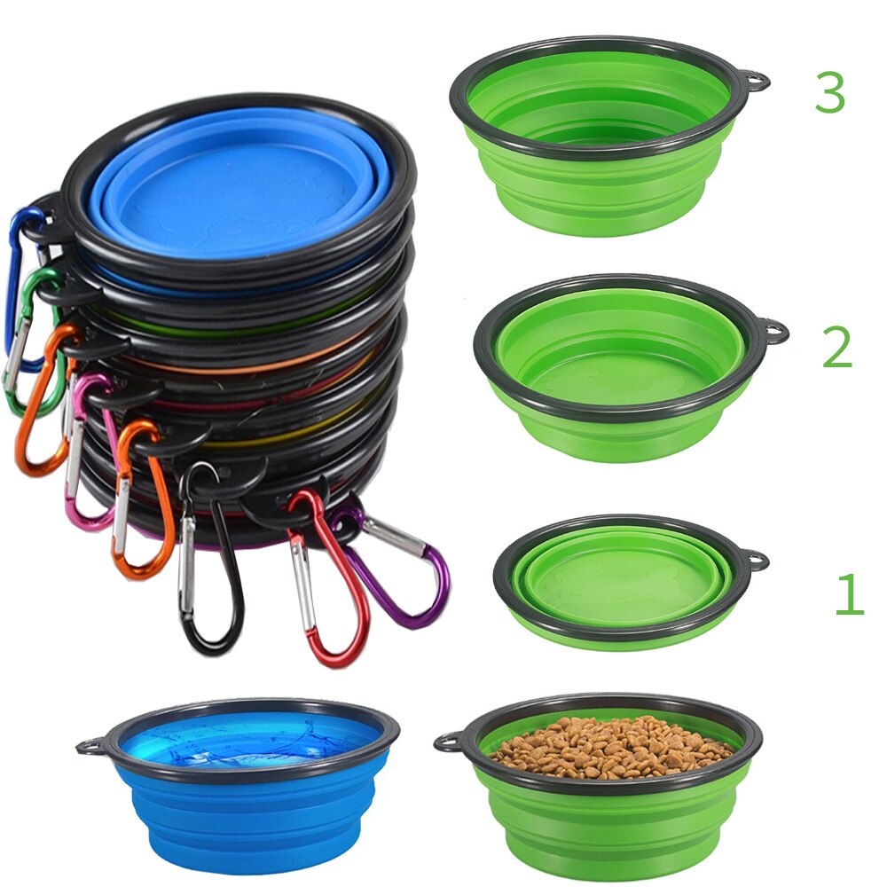 Faltbarer Silikon-Reisenapf für Hunde – 350ml oder 1000ml, mit Karabiner