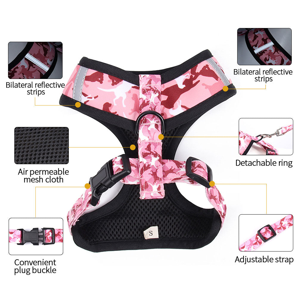 Hundegeschirr-Set Camouflage – 4-teilig, S–XL, 4 Farben