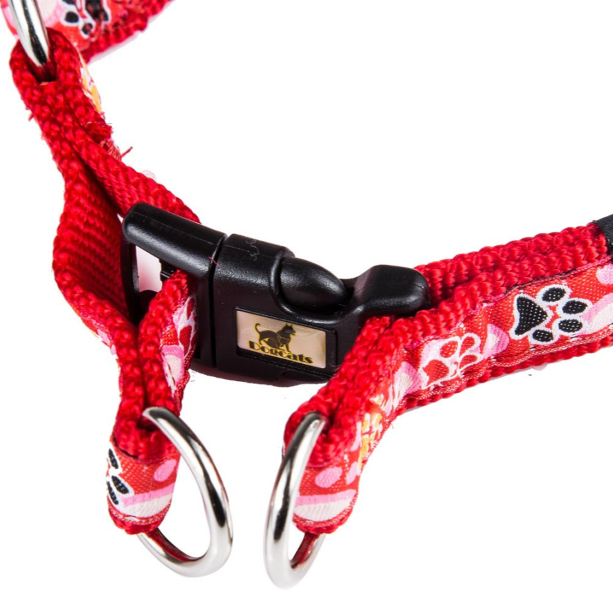 Hundehalsband & Leine Set mit Pfoten-Muster – Nylon, 3 Farben, S/M/L