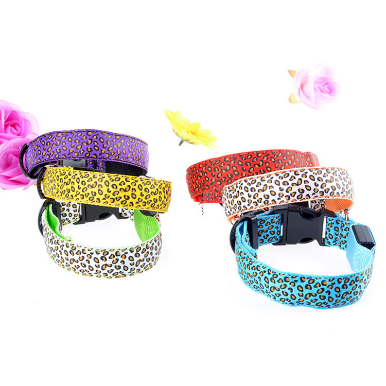 LED Leuchthalsband für Hunde – Leopardenmuster, 8 Farben, Größen S–XL