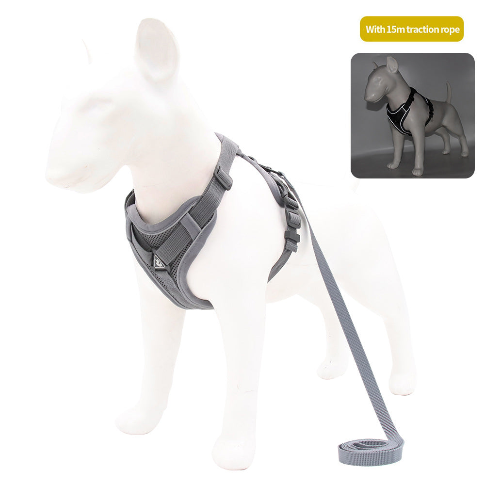 Reflektierendes Hundegeschirr Weste – atmungsaktiv, inkl. 1,5 m Leine, 6 Farben, S bis XL