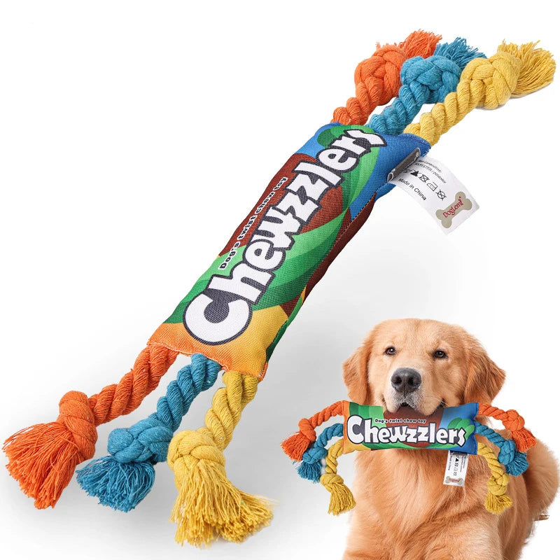 Baumwollseil Knotenspielzeug für Hunde – Regenbogenfarben | Zahnpflege & Kauen | 41 cm