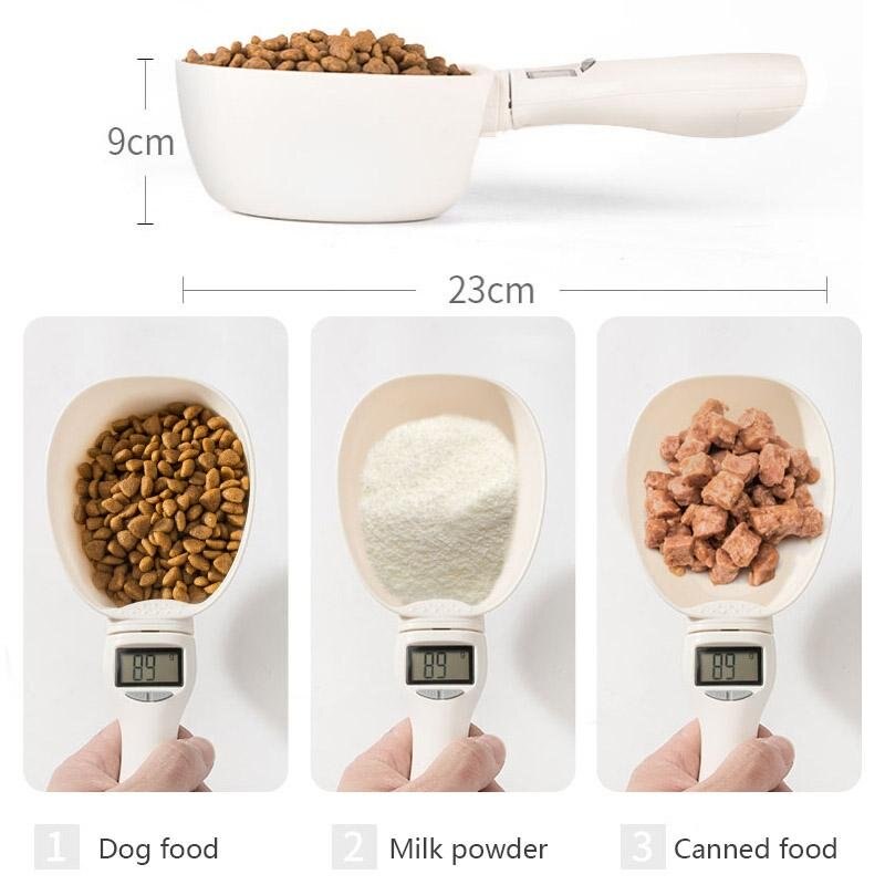 Digitaler Messlöffel für Hundefutter – LED-Waage mit 4 Einheiten, 250 ml, abn. Schale