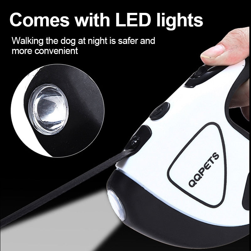 Einziehbare Hundeleine mit LED – 3m oder 5m, Nachtsicherheit
