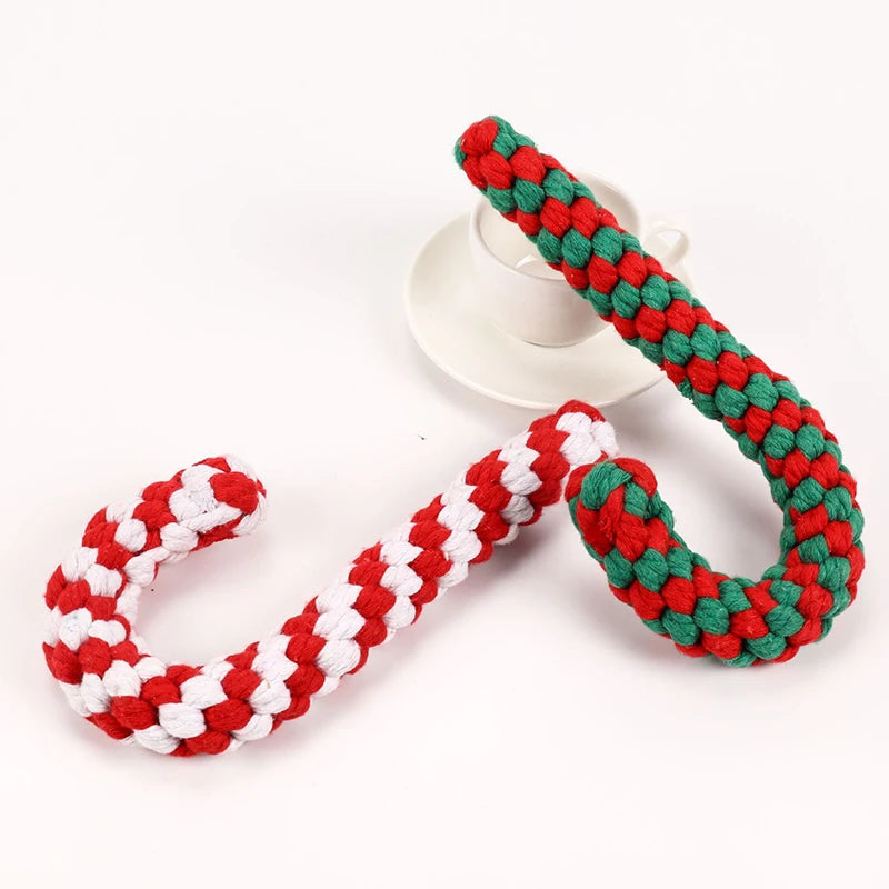 Weihnachts-Spazierstock Hundespielzeug – Baumwollseil | Zahnpflege | 20 cm