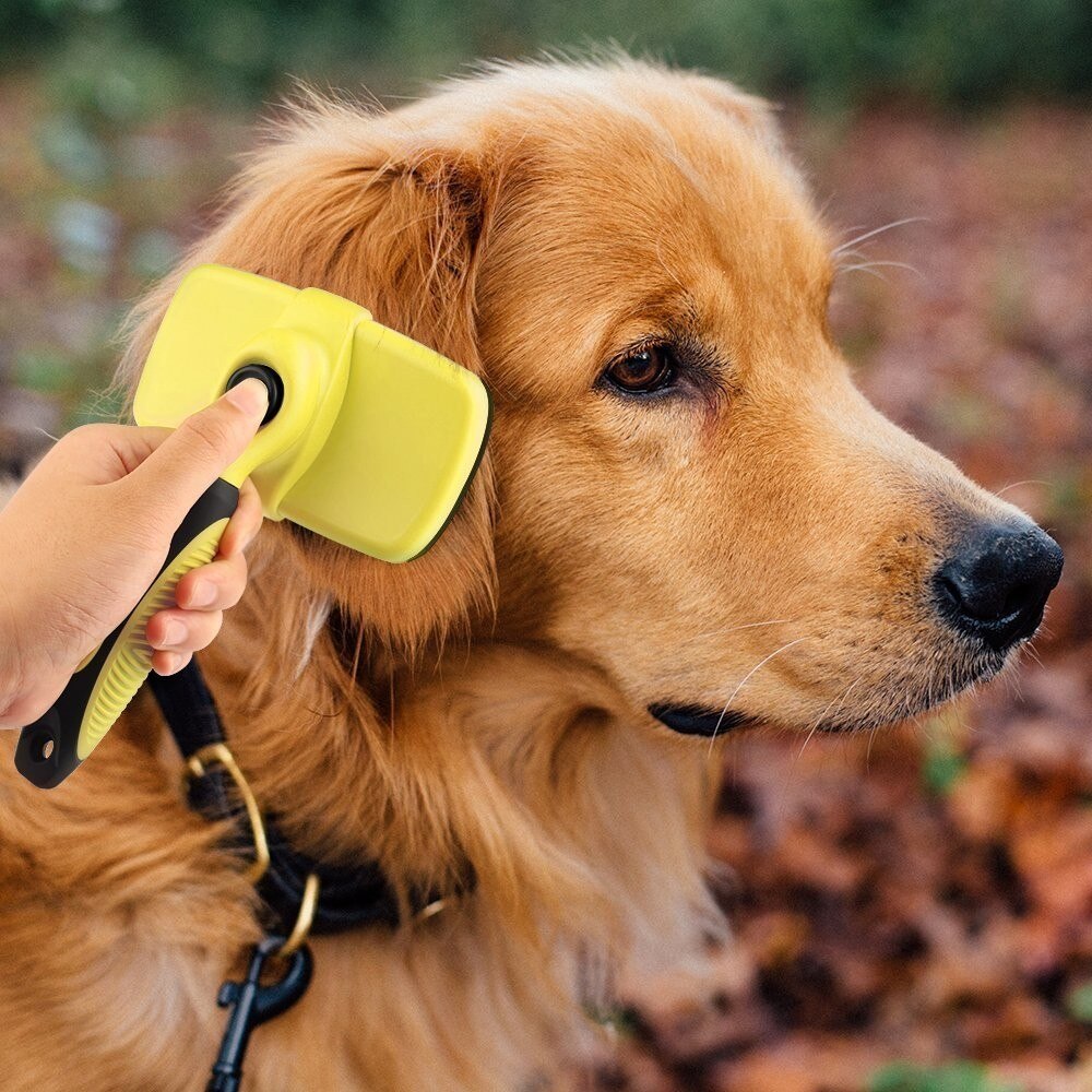 Selbstreinigender Slicker-Brush für Hunde – Fellpflege & Enthaaren | 1-Knopf-Reinigung | One Size