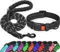 Reflektierendes Halsband und Leine Set fuer Hunde - Nylon | 4 Farben | XS-L | Sicherheit bei Nacht