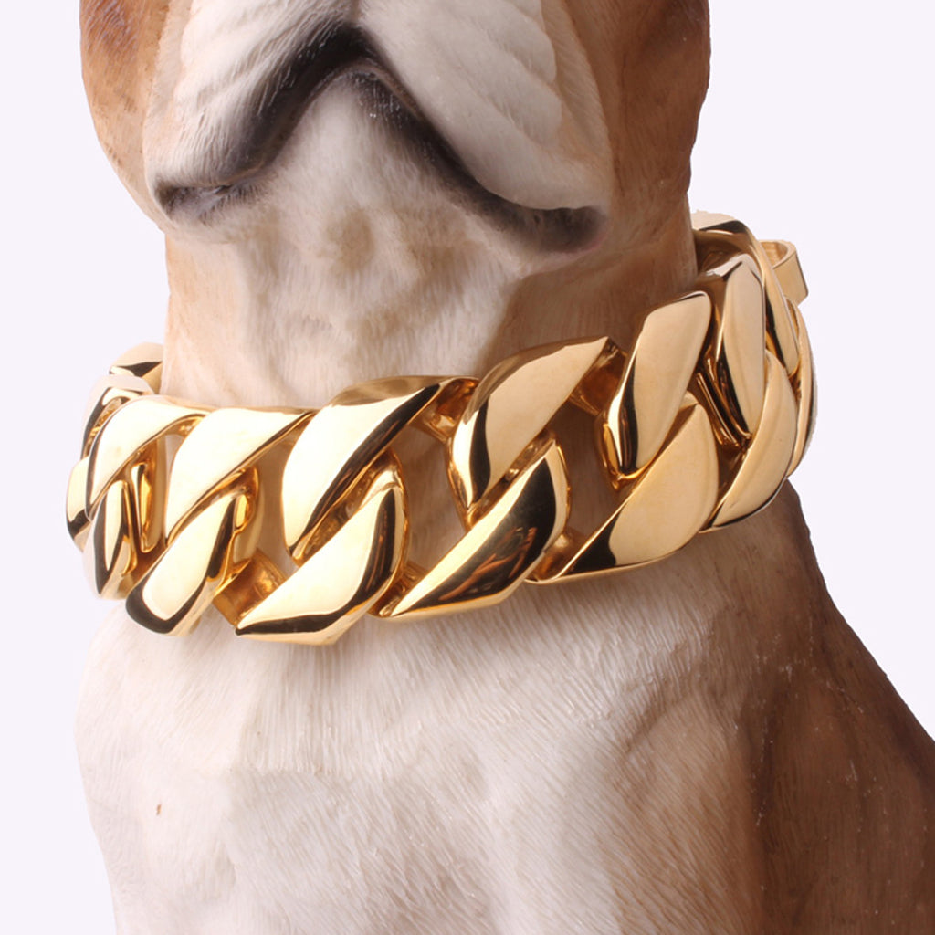 Edelstahl-Hundehalsband 32mm – Silber oder Gold, 40–70 cm