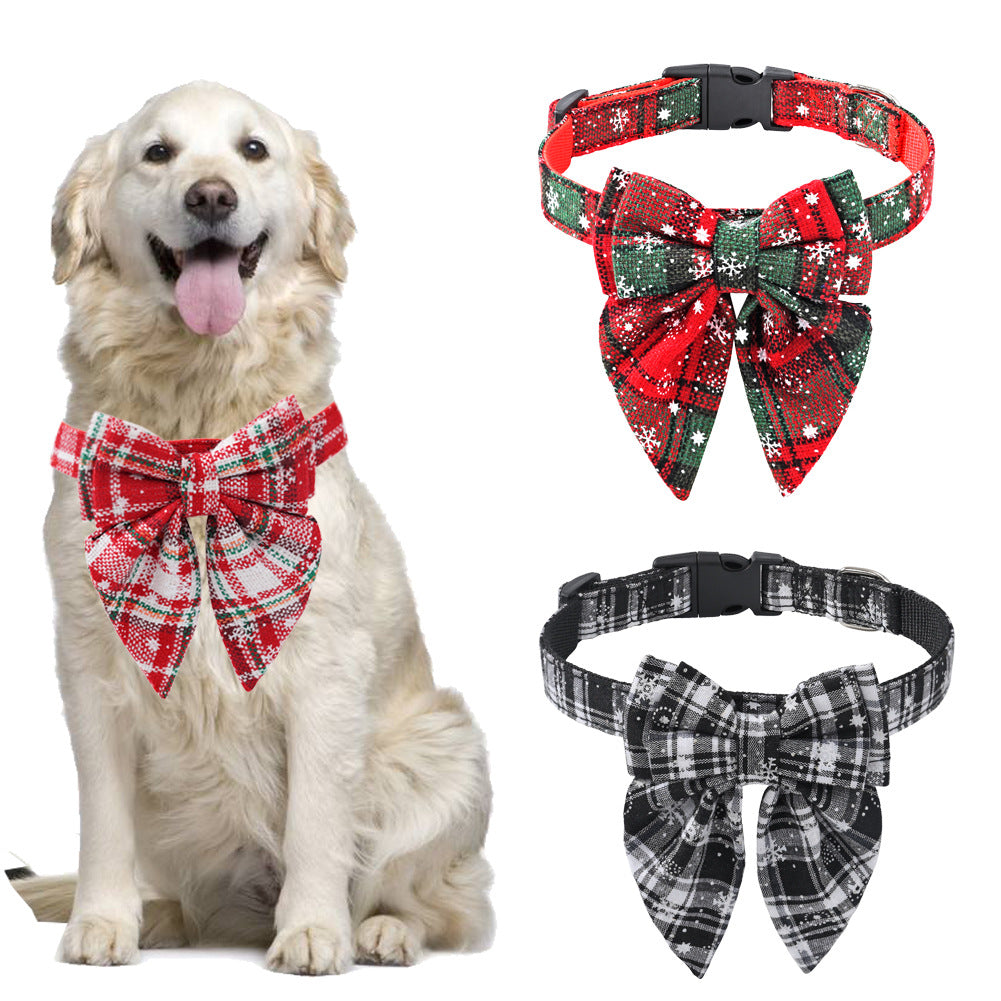 Weihnachts-Hundehalsband Schneeflocke mit Schleife | 3 Farben | S–L