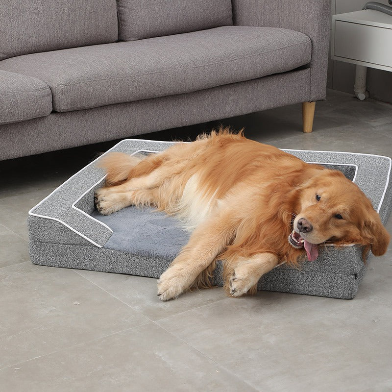 Hundesofa Kissen für mittlere & große Hunde – warm, waschbar & abnehmbar, Grau, 3 Größen