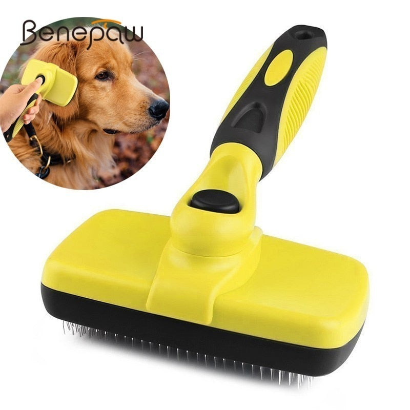 Selbstreinigender Slicker-Brush für Hunde – Fellpflege & Enthaaren | 1-Knopf-Reinigung | One Size