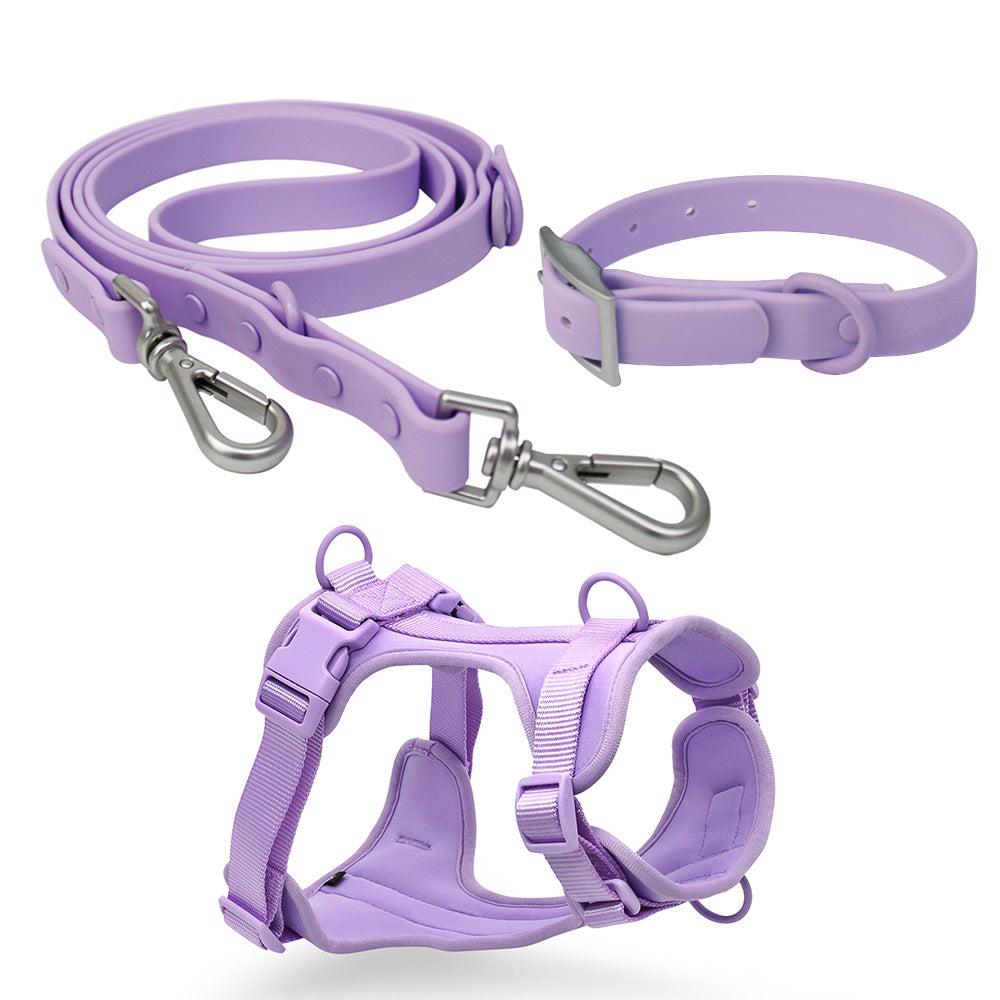Wasserdichtes PVC Hundegeschirr Set – bissfest, 5 Farben, S/M/L, als Halsband, Leine oder Brustgeschirr