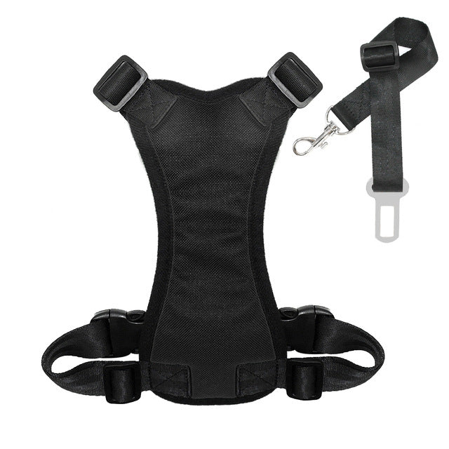 Hunde-Autogeschirr mit Sicherheitsgurt – gepolstert, S–L, Schwarz/Rot