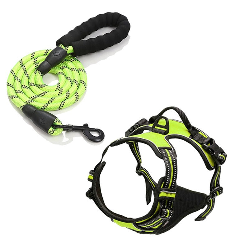 Westen-Brustgeschirr fuer Hunde - Ausbruchsichere Schnalle | Polyester | 9 Farben | S-XL | Optional mit Leine