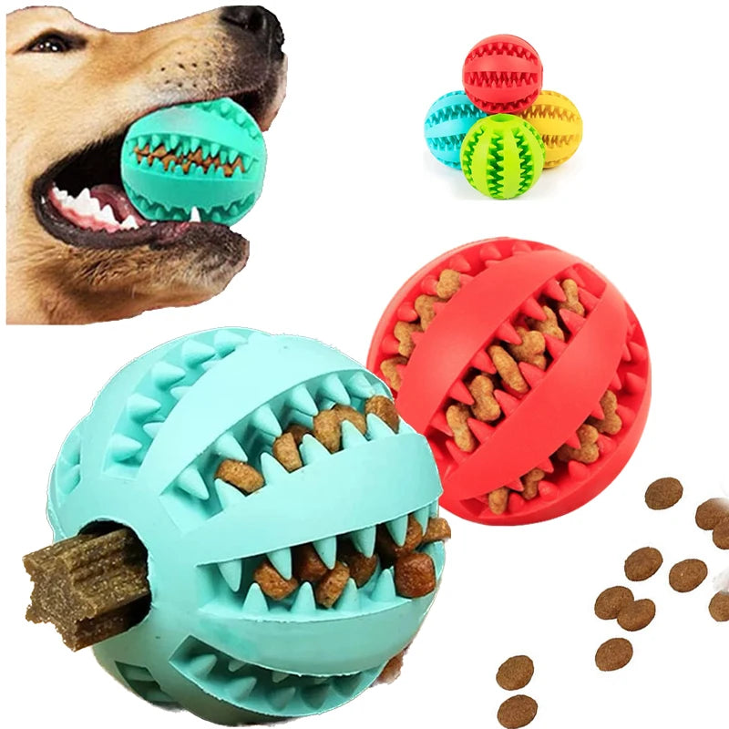 Interaktiver Kauball für Hunde – Zahnreinigung & Snackspender, 6 Farben, 5 & 7cm