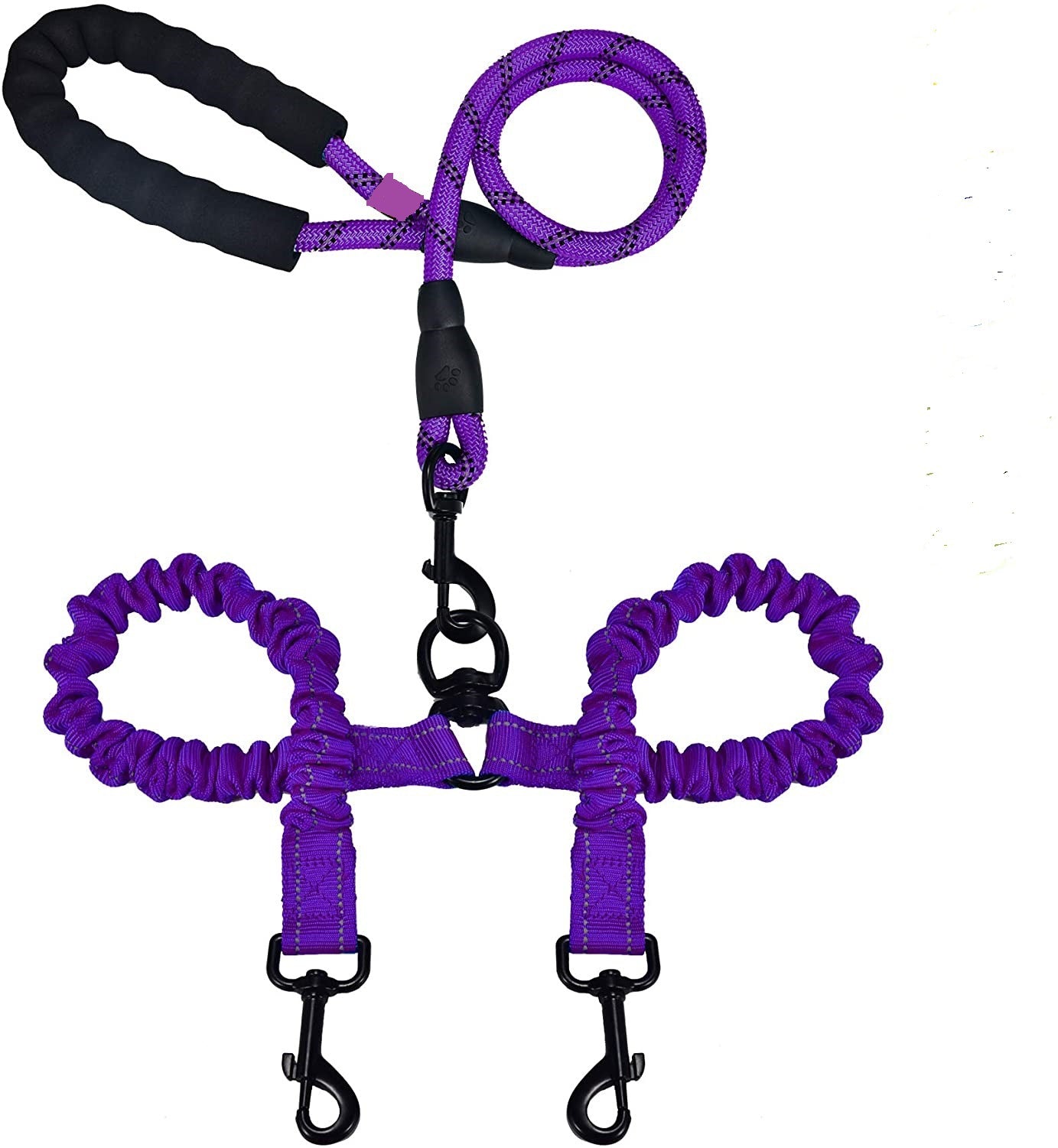Doppelköpfige Hundeleine | 1 Leine für 2 Hunde | Leuchtend | Nylon | 5 Farben