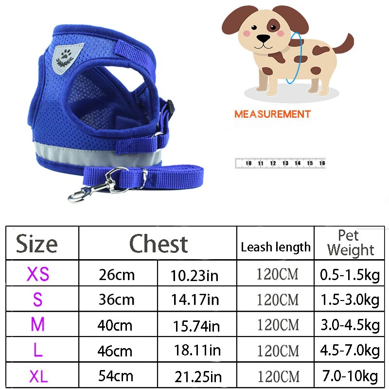 Reflektierendes Hundegeschirr & Leine Set – Sicherheitsweste, XS–XL, 4 Farben
