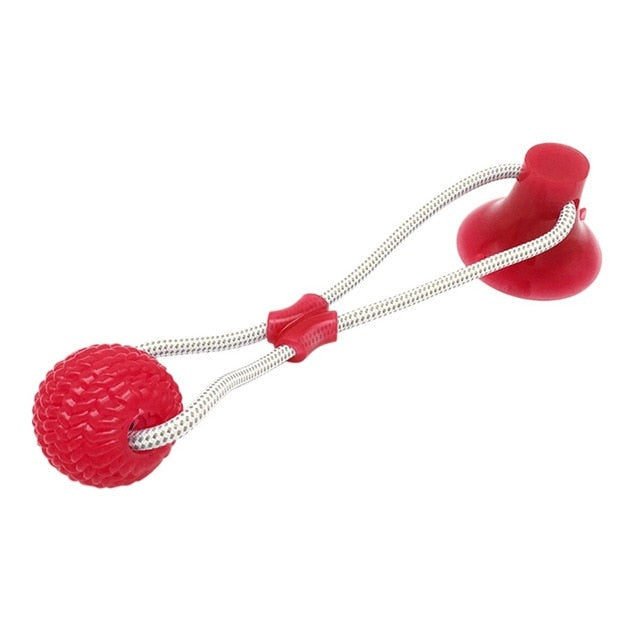 Saugnapf-Kauspielzeug mit TPR-Ball – interaktiv, Zahnreinigung, 3 Farben, 40×10cm