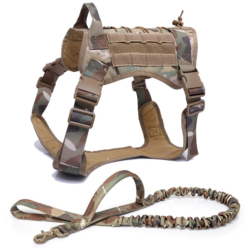 Taktisches Hundegeschirr Military MOLLE – 1000D Nylon, 4 Farben, M/L/XL, auch als Set mit Leine