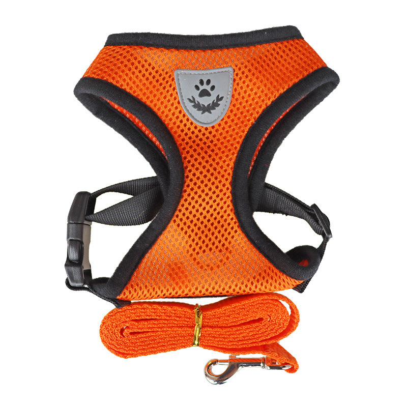 Hundegeschirr im Unterhemd-Stil mit Leine – Polyester, 8 Farben, S–XL