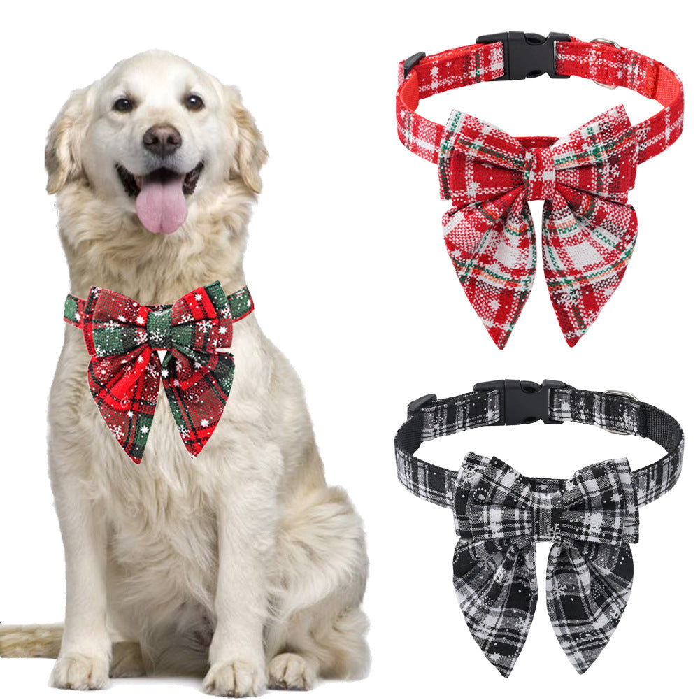 Weihnachts-Hundehalsband Schneeflocke mit Schleife | 3 Farben | S–L