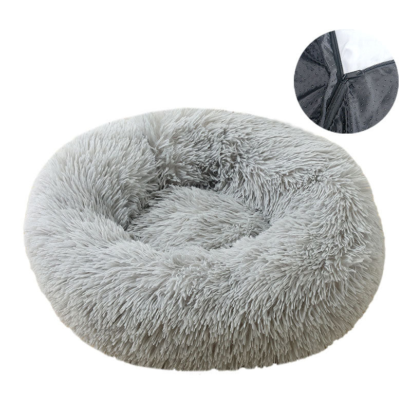 Rundes Plüsch-Hundebett – abnehmbar & waschbar, 6 Farben, Ø 50 bis 100 cm