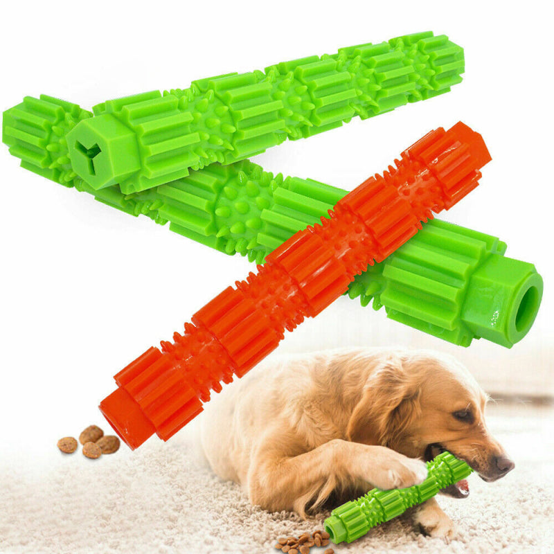 Hund Kaustab mit Futterversteck | TPR Zahnpflege-Spielzeug | Grün & Orange