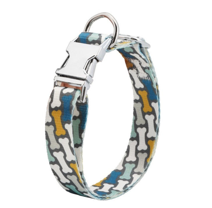 Hundehalsband "Bone Mesh" – personalisierbar, Nylon, S–L