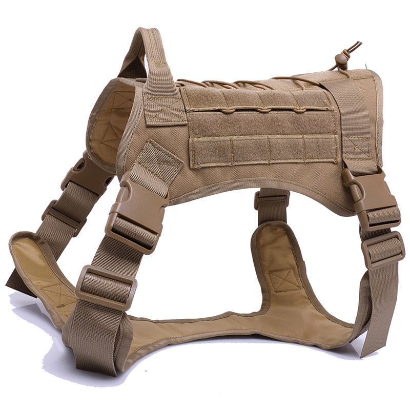 Taktisches Hundegeschirr Military MOLLE – 1000D Nylon, 4 Farben, M/L/XL, auch als Set mit Leine