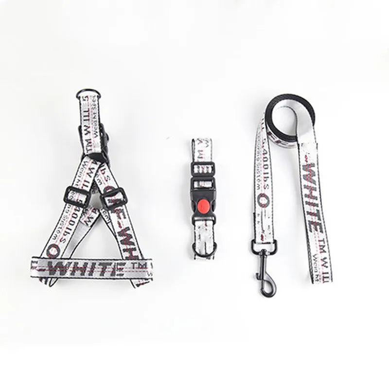 Halsband-Geschirr-Leine-Set mit Buchstaben-Print – Nylon, S–L