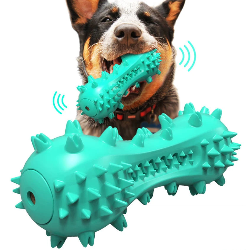 Hantel-Quietschspielzeug für Hunde – Gummi-Kauknochen mit Sound-Effekt