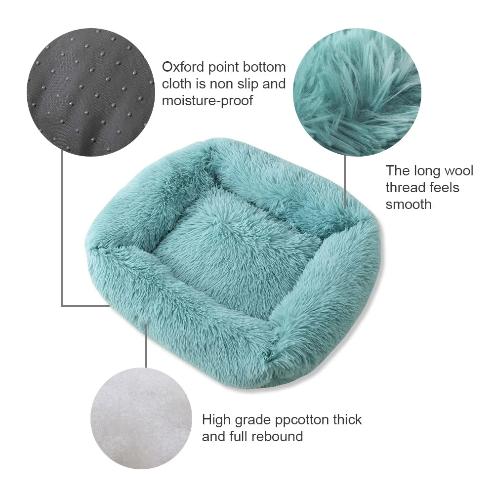 Plüsch-Hundebett quadratisch – superweich & warm, 12 Farben, XS bis L für alle Hunde