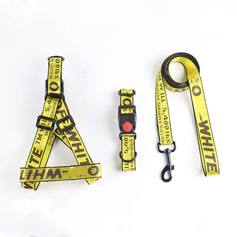 Halsband-Geschirr-Leine-Set mit Buchstaben-Print – Nylon, S–L