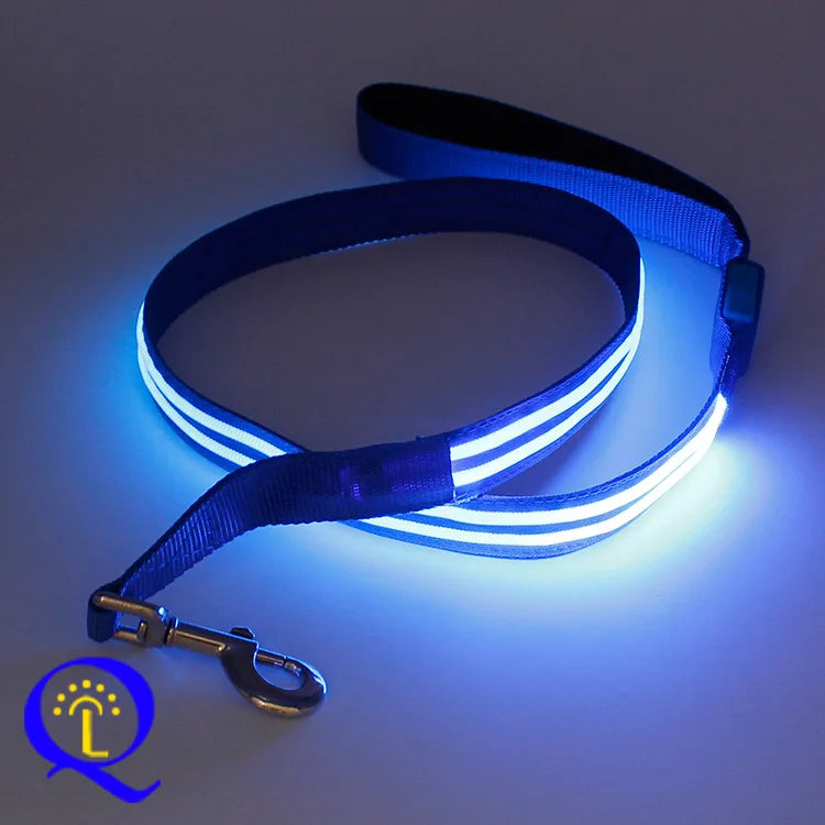 LED-Hundeleine mit Doppelfaser-Licht - Nylon | 6 Farben | 3 Leuchtmodi | Sicher bei Nacht