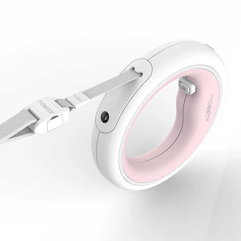 UFO 2 Einziehbare Hundeleine mit LED-Licht – 3 m, USB-C, bis 90 kg, Grau & Pink