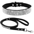 Strass-Halsband & Leine Set aus Wildleder – verstellbar, 5 Farben, XS bis M für kleine Hunde