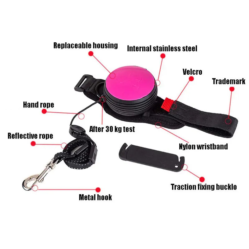 Hands-Free Hundeleine am Handgelenk – einziehbar 3 m, bis 70 kg, 5 Farben