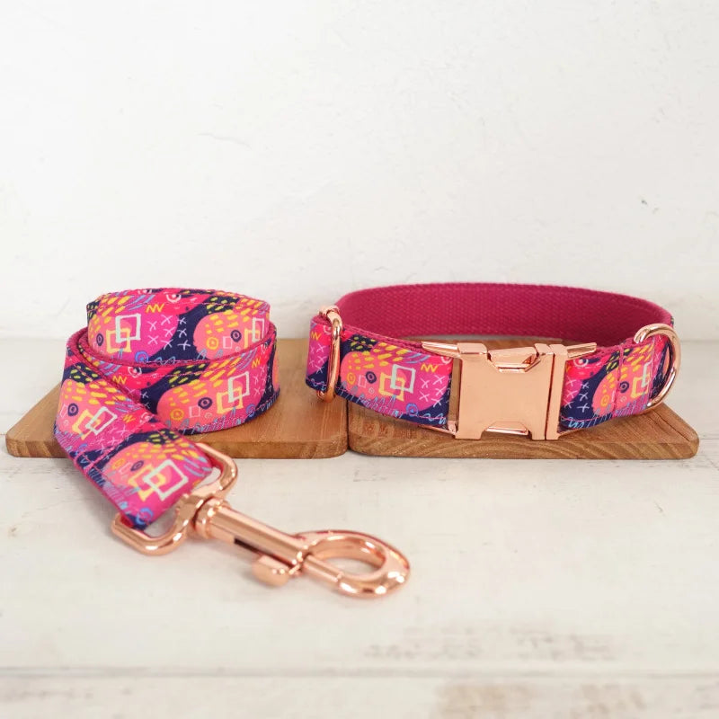 Hundehalsband mit Leine – Verstellbar, Nylon, mit Fliege | XS–XL