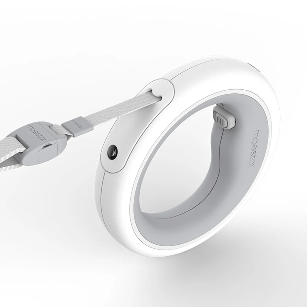 UFO 2 Einziehbare Hundeleine mit LED-Licht – 3 m, USB-C, bis 90 kg, Grau & Pink