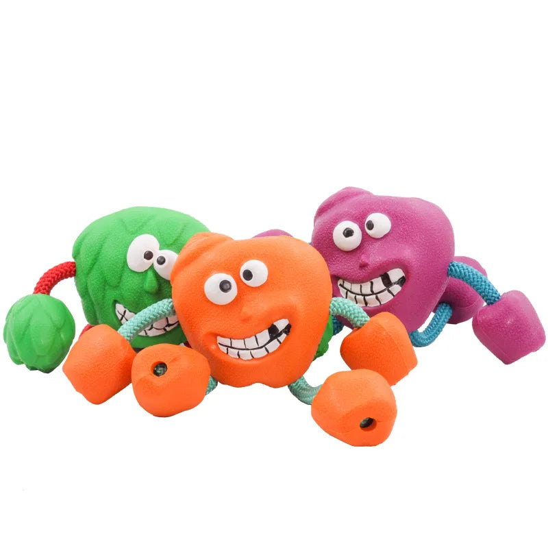 Hundespielzeug Gummi-Smiley-Ball mit Sound | Zahnpflege | 9x8 cm | 3 Farben
