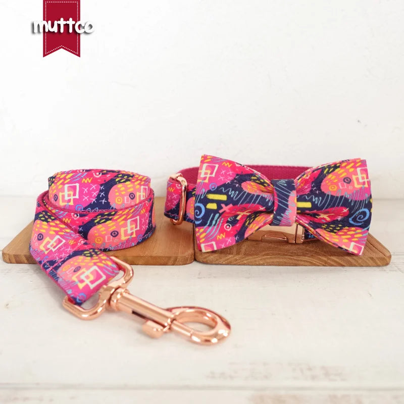 Hundehalsband mit Leine – Verstellbar, Nylon, mit Fliege | XS–XL
