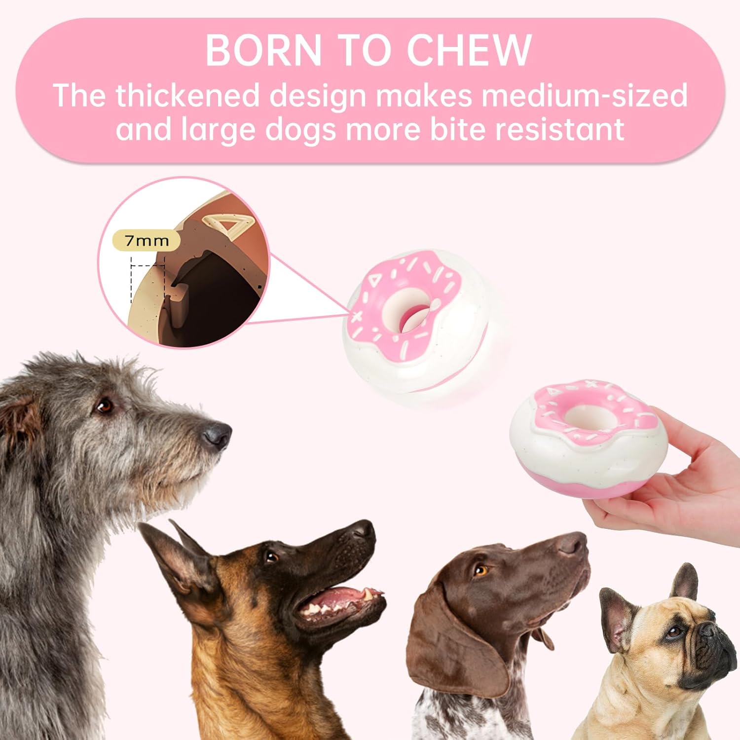 Donut Kauspielzeug für Hunde – TPR, Quietscher & Zahnpflege