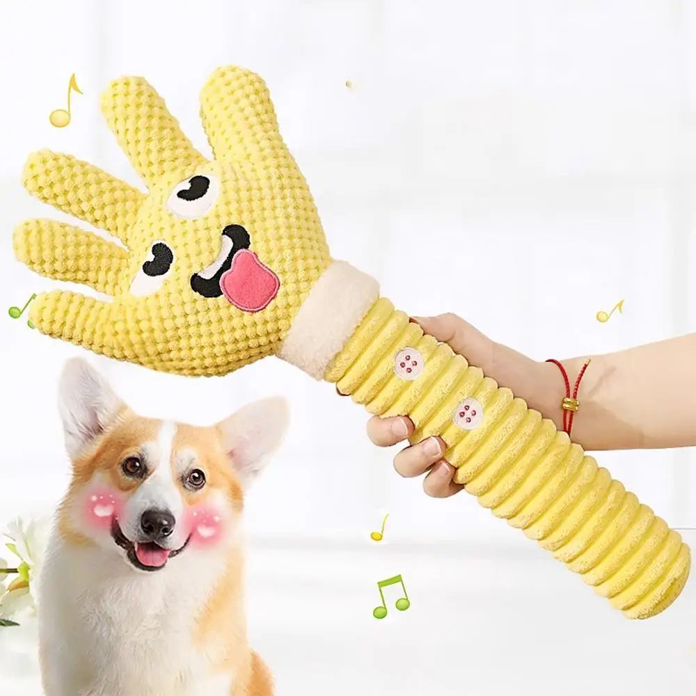 Plüsch Quietschspielzeug Hund – Hand-Design, bissfest (Gelb)