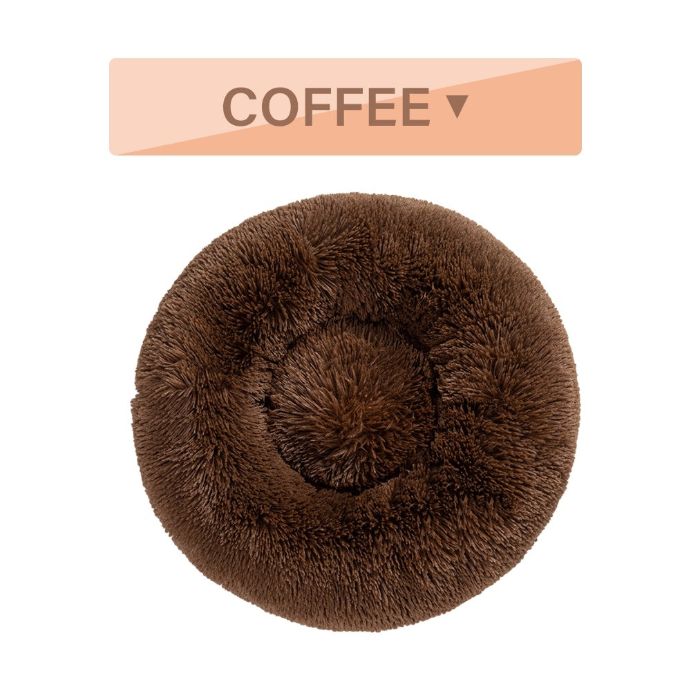 Flauschiges Donut-Hundebett – Luxus-Langflor-Plüsch, 11 Farben, S–XL