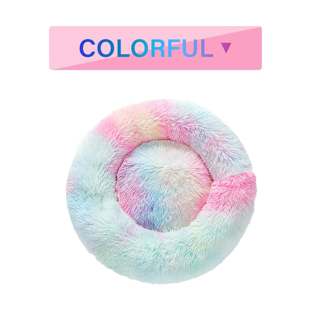 Flauschiges Donut-Hundebett – Luxus-Langflor-Plüsch, 11 Farben, S–XL