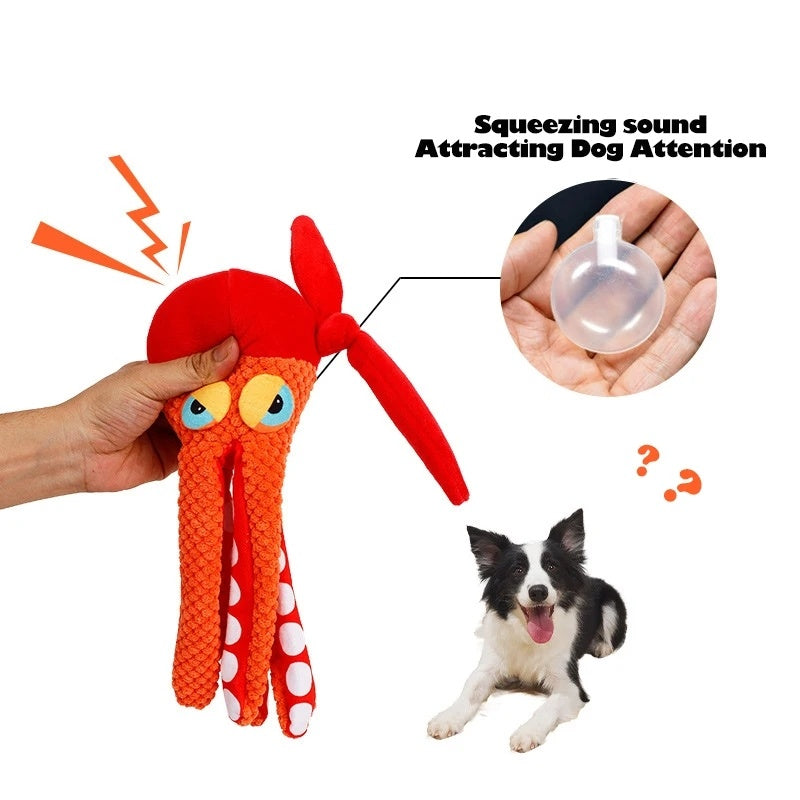 Oktopus Plüsch-Quietschspielzeug für Hunde – Zahnpflege & Kauspielzeug für Welpen