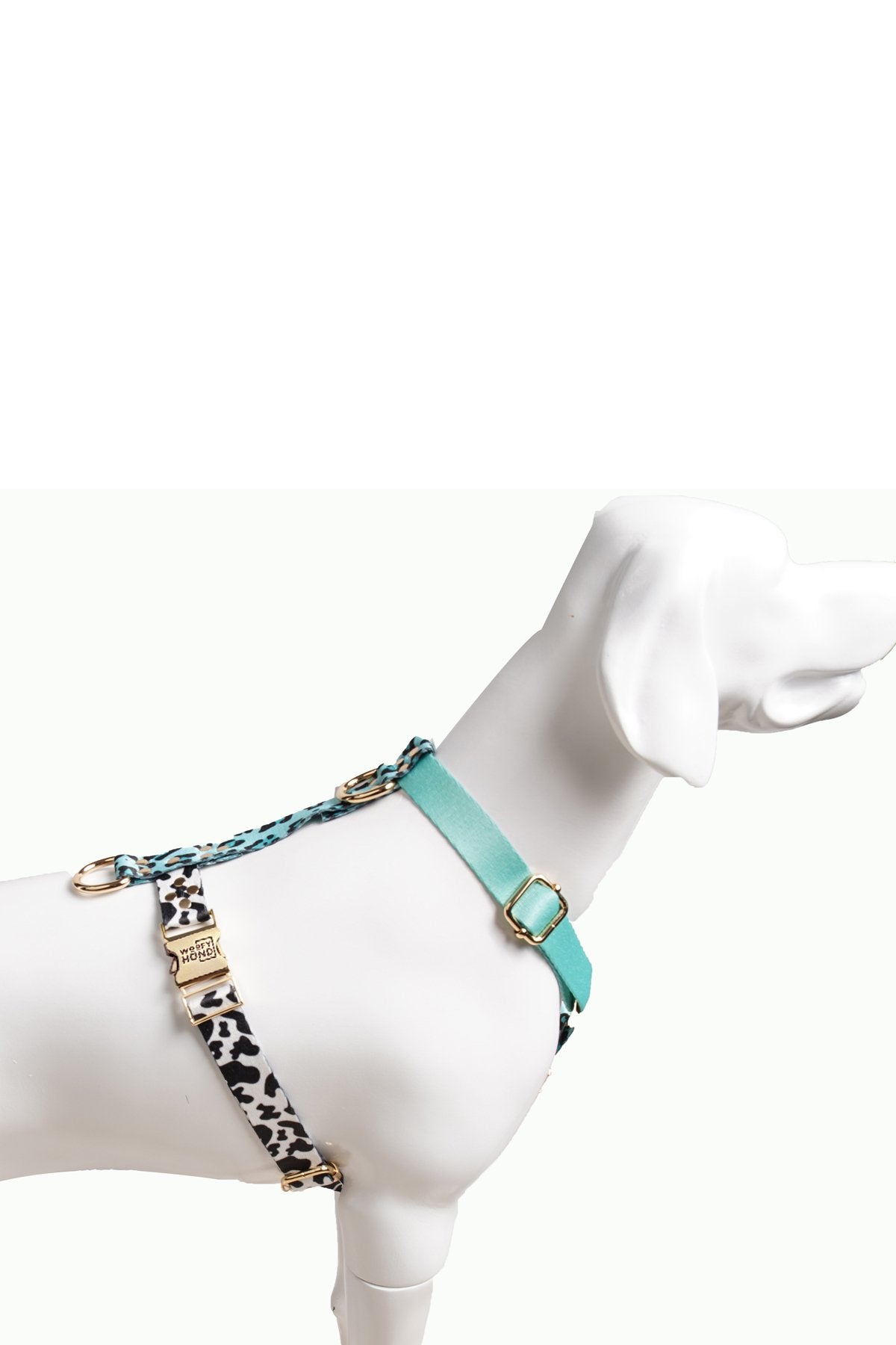 Hundegeschirr "Aqua-Camo" – leicht, schnelltrocknend, goldene Akzente, XS–L