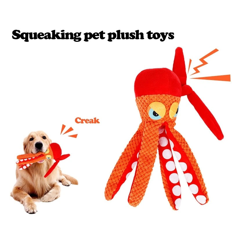 Oktopus Plüsch-Quietschspielzeug für Hunde – Zahnpflege & Kauspielzeug für Welpen